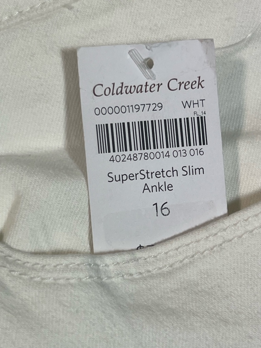 NWT Coldwater Creek Off White Natural Fit Slim Ankle Jeans Women Size 16 Stretch - Picture 8 of 12